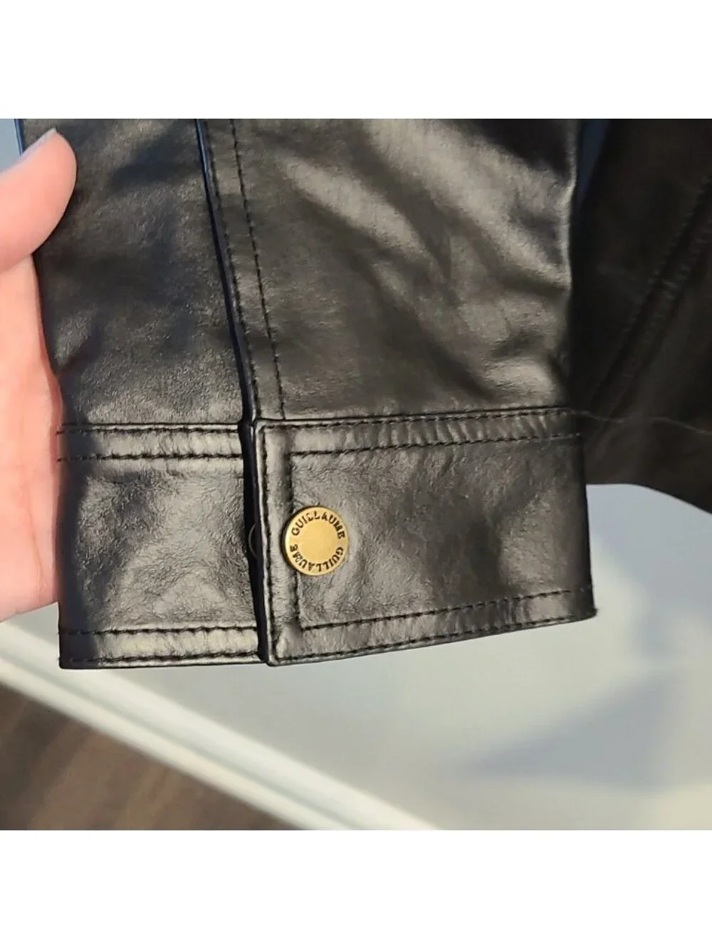 GUILLAUME black genuine leather zip up jacket